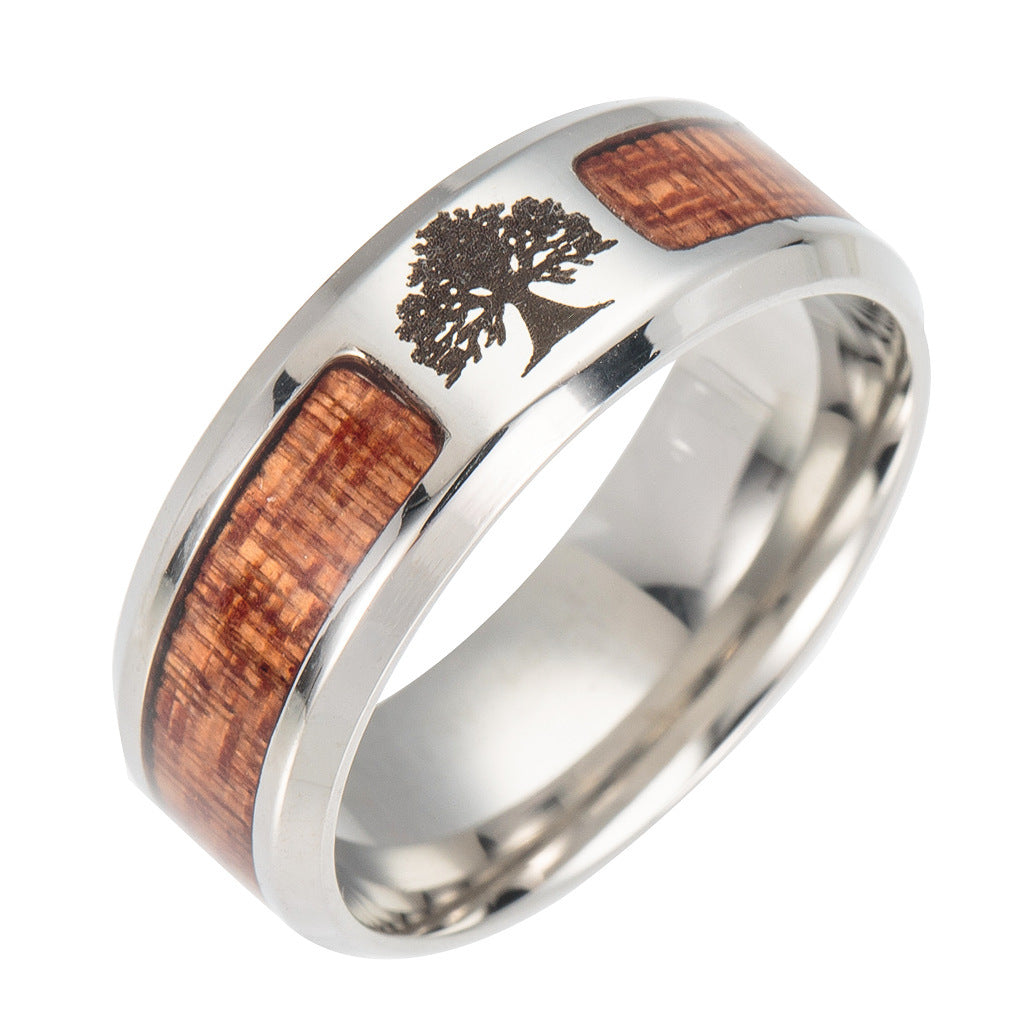 Celtic Tree of Life Ring – Stainless Steel & Handcrafted Wood Inlay